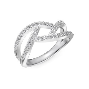 925 Sterling Silver Crisscross Pave Geometric Ring 70100594 925 Sterling Silver Crisscross Pave Geometric Ring 70100594