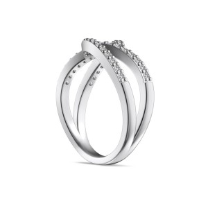 925 Sterling Silver Crisscross Pave Geometric Ring 70100594 925 Sterling Silver Crisscross Pave Geometric Ring 70100594