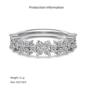 925 Sterling Silver Floral Cluster Zircon Band Ring 70100595 925 Sterling Silver Floral Cluster Zircon Band Ring 70100595