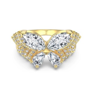925 Sterling Silver Spliced Zircon Butterfly Ring 70100596 925 Sterling Silver Spliced Zircon Butterfly Ring 70100596