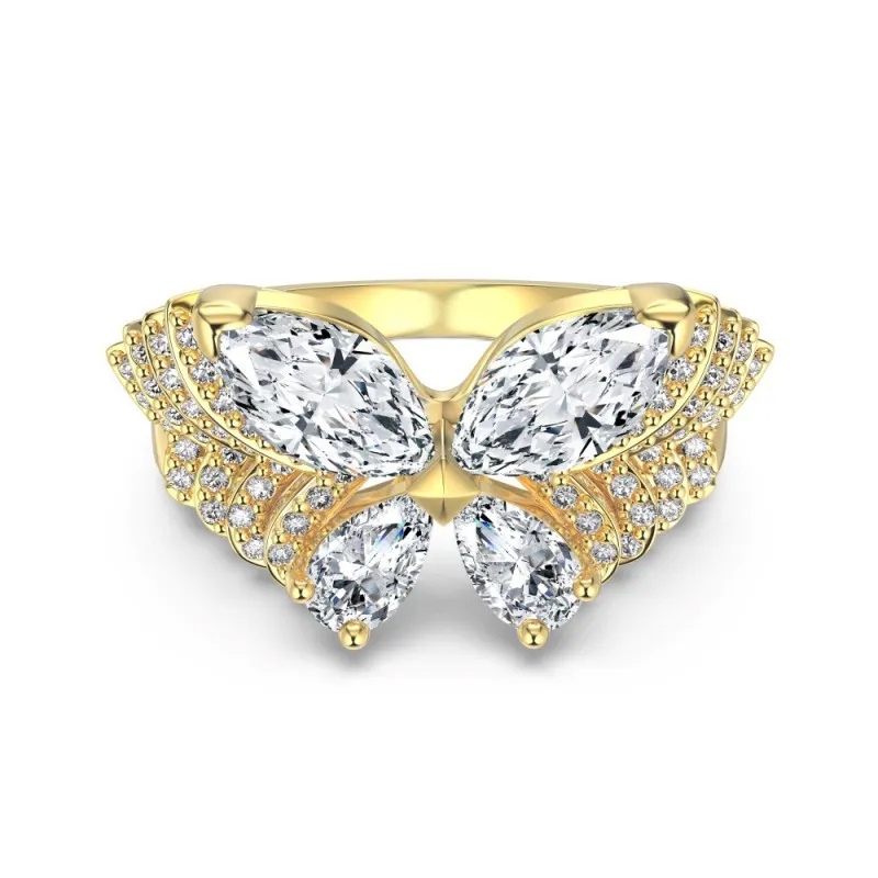 925 Sterling Silver Spliced Zircon Butterfly Ring 70100596