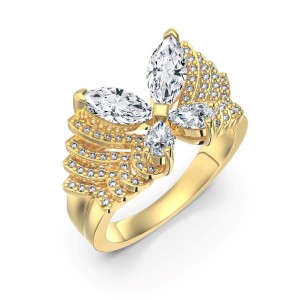 925 Sterling Silver Spliced Zircon Butterfly Ring 70100596 925 Sterling Silver Spliced Zircon Butterfly Ring 70100596