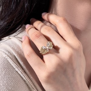 925 Sterling Silver Spliced Zircon Butterfly Ring 70100596 925 Sterling Silver Spliced Zircon Butterfly Ring 70100596