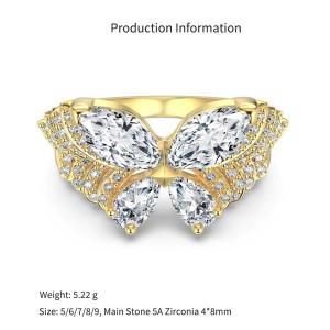 925 Sterling Silver Spliced Zircon Butterfly Ring 70100596 925 Sterling Silver Spliced Zircon Butterfly Ring 70100596