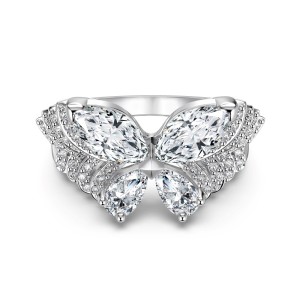 925 Sterling Silver Spliced Zircon Butterfly Ring 70100596 925 Sterling Silver Spliced Zircon Butterfly Ring 70100596