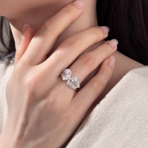 925 Sterling Silver Spliced Zircon Butterfly Ring 70100596 925 Sterling Silver Spliced Zircon Butterfly Ring 70100596