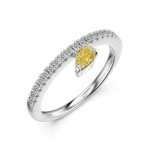 925 Sterling Silver Fancy Yellow Pear Crushed Ice Ring 70100597