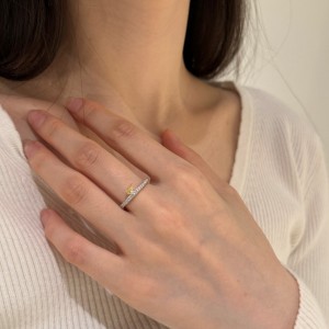 925 Sterling Silver Fancy Yellow Pear Crushed Ice Ring 70100597