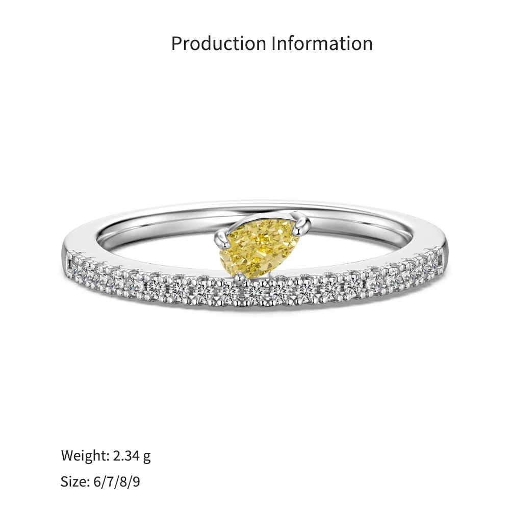 925 Sterling Silver Fancy Yellow Pear Crushed Ice Ring 70100597 - image2