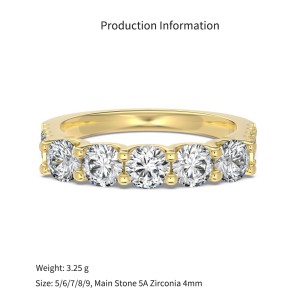 925 Sterling Silver 5-Stone Round Zirconia Anniversary Band Ring 70100598