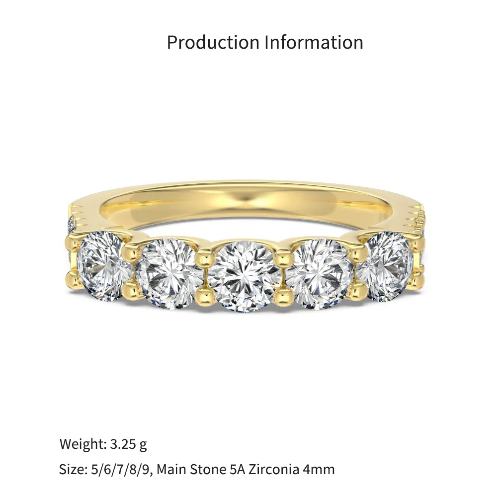 925 Sterling Silver 5-Stone Round Zirconia Anniversary Band Ring 70100598 - image4