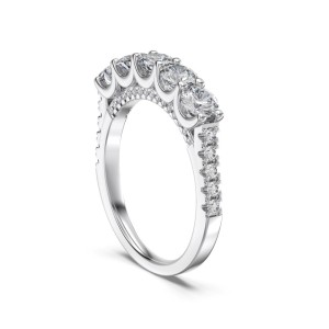 925 Sterling Silver 5-Stone Round Zirconia Anniversary Band Ring 70100598