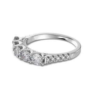 925 Sterling Silver 5-Stone Round Zirconia Anniversary Band Ring 70100598