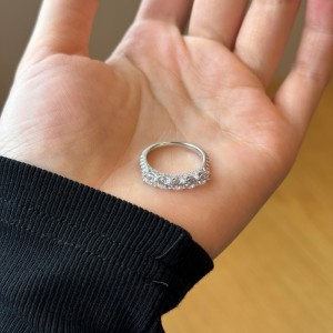 925 Sterling Silver 5-Stone Round Zirconia Anniversary Band Ring 70100598