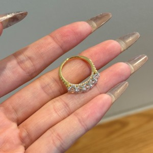 925 Sterling Silver 5-Stone Round Zirconia Anniversary Band Ring 70100598