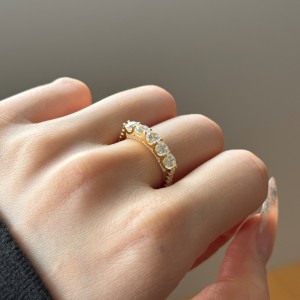 925 Sterling Silver 5-Stone Round Zirconia Anniversary Band Ring 70100598