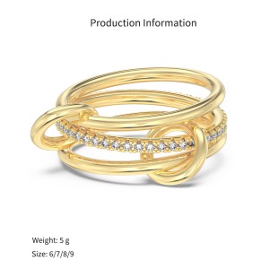 925 Sterling Silver Interlocking Triple-Band Pave Zirconia Ring 70100599 925 Sterling Silver Interlocking Triple-Band Pave Zirconia Ring 70100599