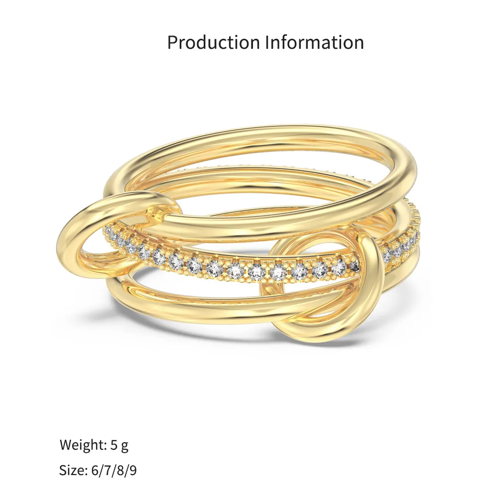 925 Sterling Silver Interlocking Triple-Band Pave Zirconia Ring 70100599 - image4