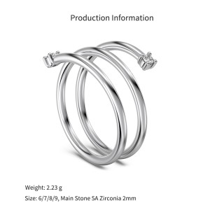 925 Sterling Silver Multi-Layer Zirconia Wrap Ring 70100600 925 Sterling Silver Multi-Layer Zirconia Wrap Ring 70100600