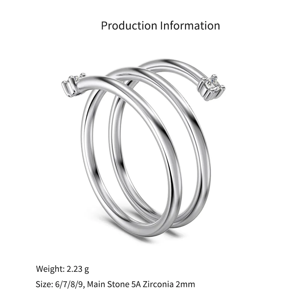 925 Sterling Silver Multi-Layer Zirconia Wrap Ring 70100600 - image4