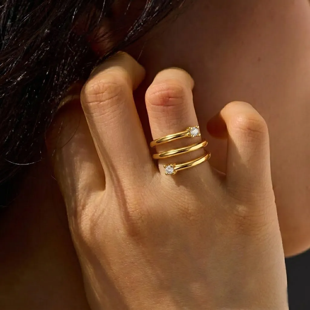 925 Sterling Silver Multi-Layer Zirconia Wrap Ring 70100600 - image1