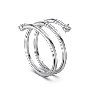 925 Sterling Silver Multi-Layer Zirconia Wrap Ring 70100600 925 Sterling Silver Multi-Layer Zirconia Wrap Ring 70100600
