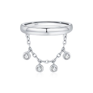 Wholesale 925 Sterling Silver Zircon Tassel Chain Stacking Ring 70100601 Wholesale 925 Sterling Silver Zircon Tassel Chain Stacking Ring 70100601