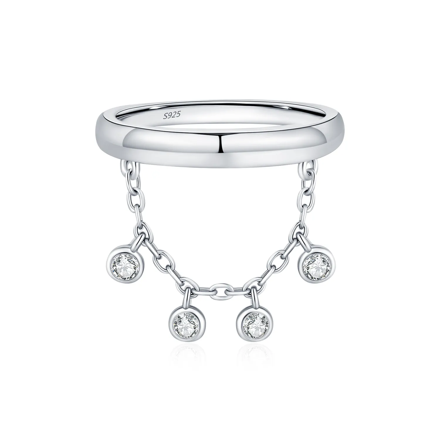 Wholesale 925 Sterling Silver Zircon Tassel Chain Stacking Ring 70100601 Wholesale 925 Sterling Silver Zircon Tassel Chain Stacking Ring 70100601