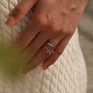 Wholesale 925 Sterling Silver Zircon Tassel Chain Stacking Ring 70100601 Wholesale 925 Sterling Silver Zircon Tassel Chain Stacking Ring 70100601