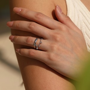 Wholesale 925 Sterling Silver Zircon Tassel Chain Stacking Ring 70100601 Wholesale 925 Sterling Silver Zircon Tassel Chain Stacking Ring 70100601