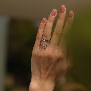 Wholesale 925 Sterling Silver Zircon Tassel Chain Stacking Ring 70100601 Wholesale 925 Sterling Silver Zircon Tassel Chain Stacking Ring 70100601