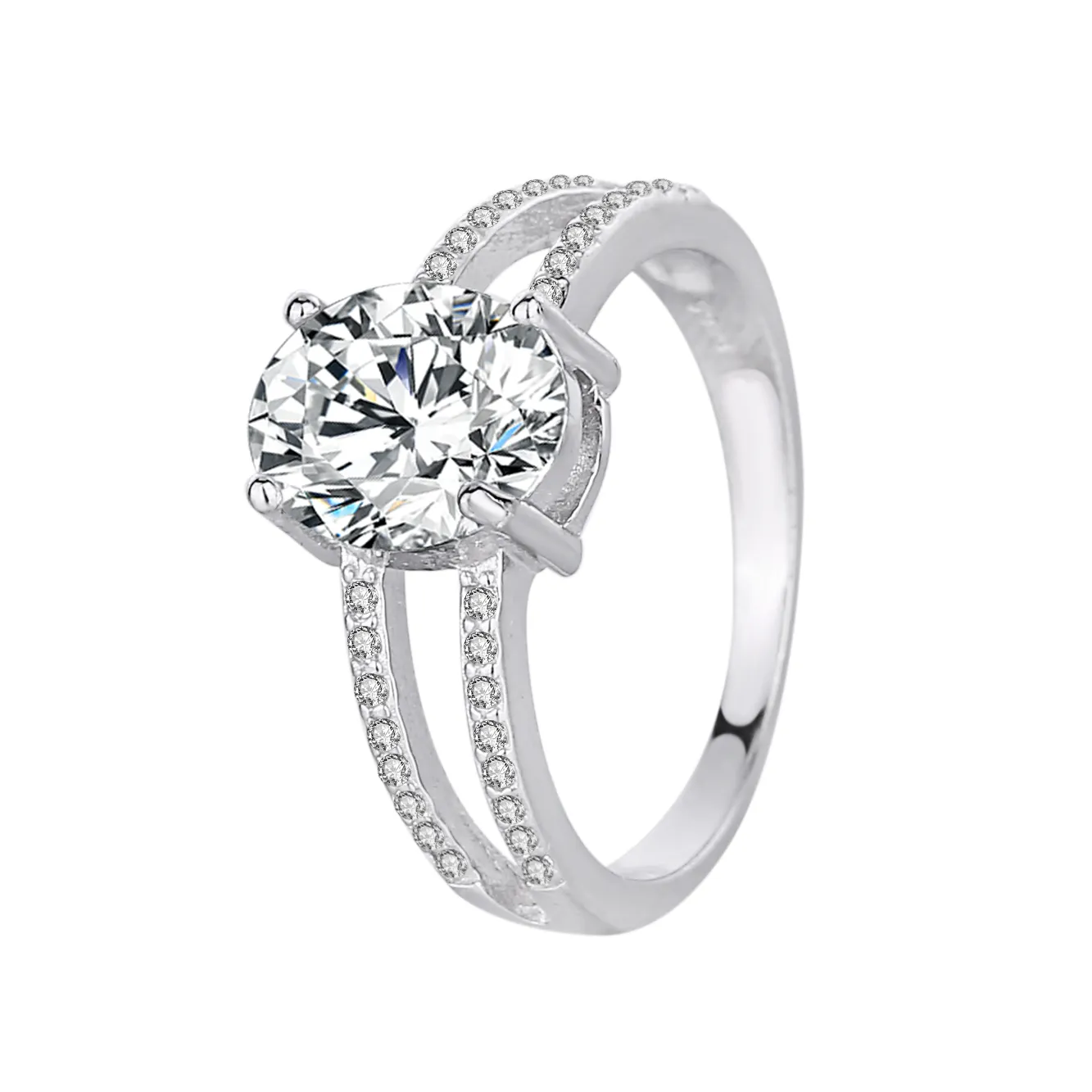 Silver Cubic Zirconia Solitaire Ring 70200005