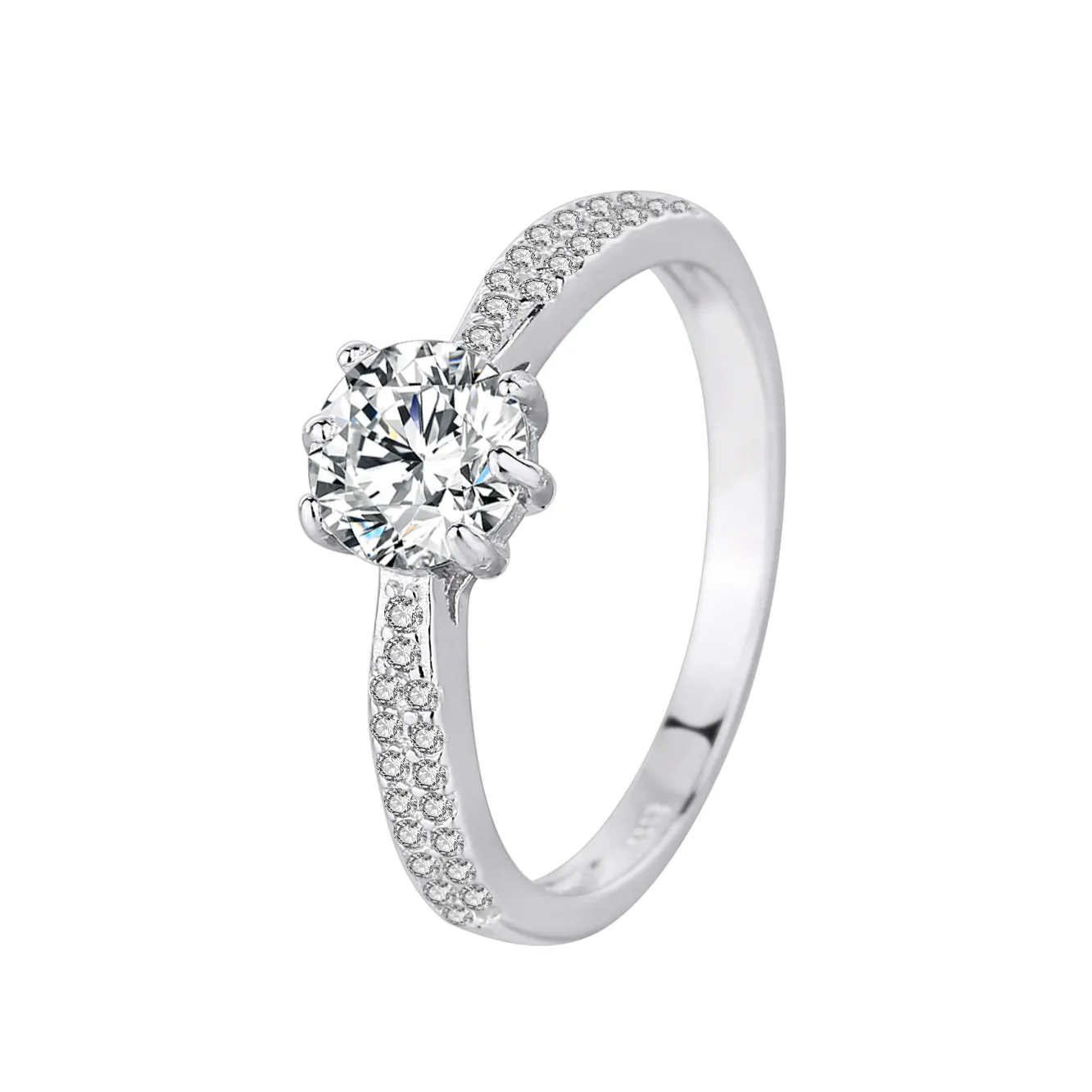 Silver Cubic Zirconia Solitaire Ring 70200006