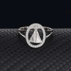 Silver Cubic Zirconia Triangle Ring 70200023