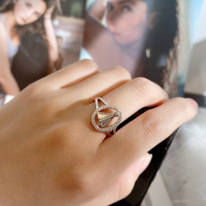 Silver Cubic Zirconia Triangle Ring 70200023