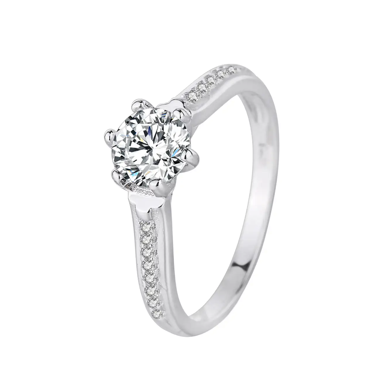 Silver Cubic Zirconia Solitaire Ring 70200041
