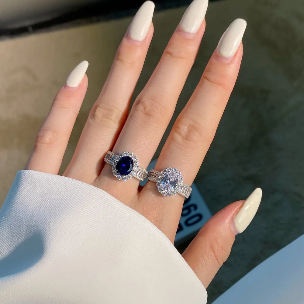 925 Sterling Silver Full Zirconia Oval Solitaire Ring 70200054 - image1
