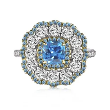 925 Sterling Silver 8A CZ Blue Solitaire Ring 70200058