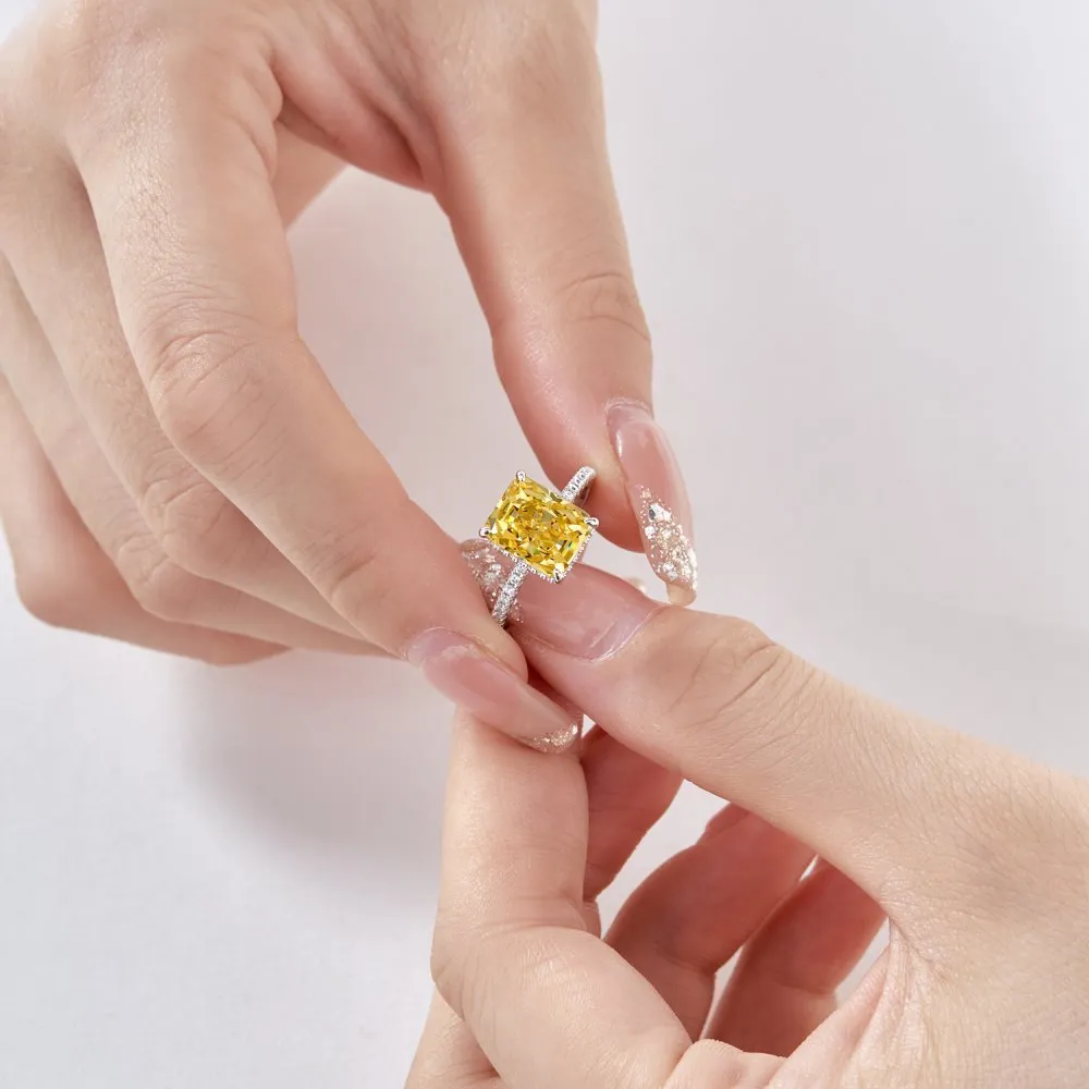 925 Sterling Silver 8A Yellow Zirconia Solitaire Ring 70200059 - image1