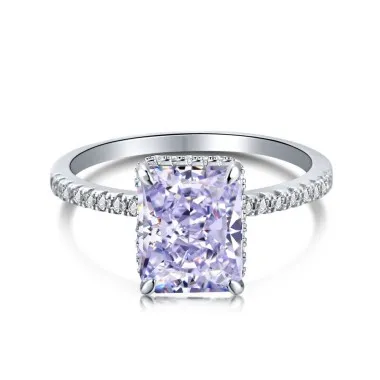 925 Sterling Silver 8A Violet Zirconia Solitaire Ring 70200064
