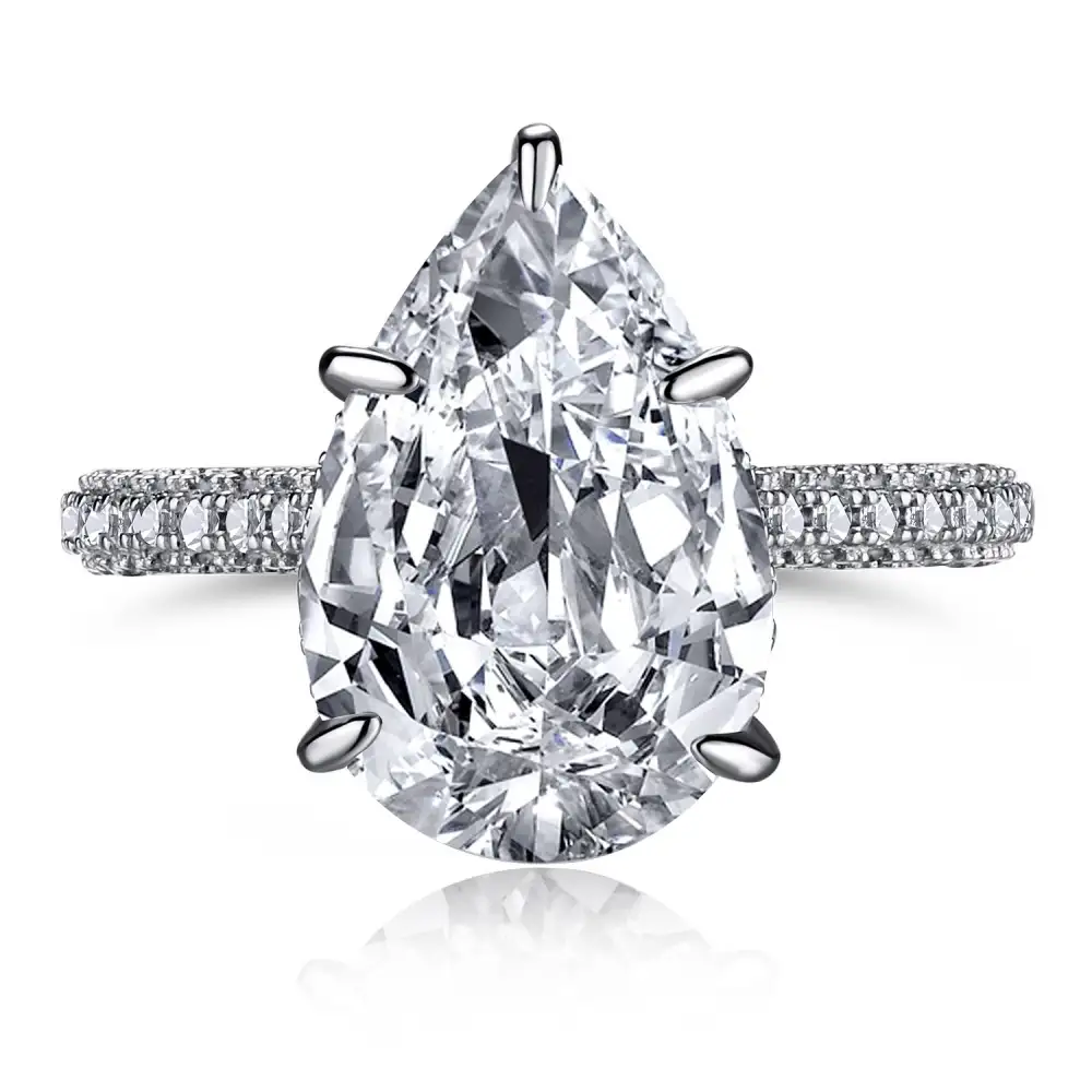 925 Sterling Silver Teardrop Solitaire Rings 70200067