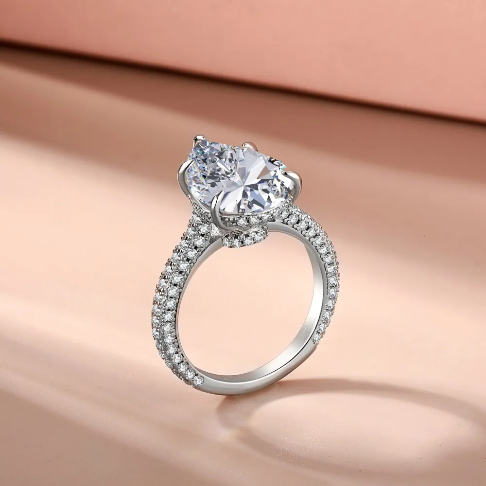 925 Sterling Silver Teardrop Solitaire Rings 70200067 - image1
