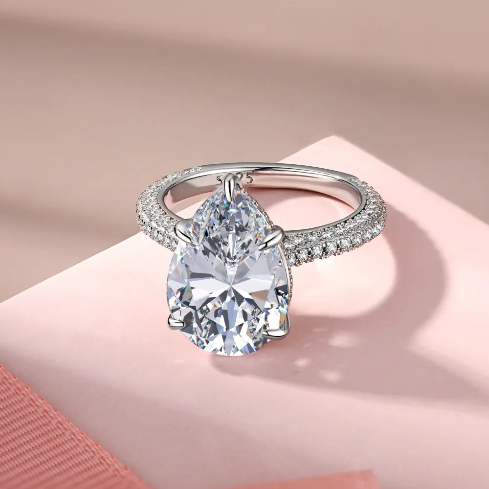 925 Sterling Silver Teardrop Solitaire Rings 70200067 - image2