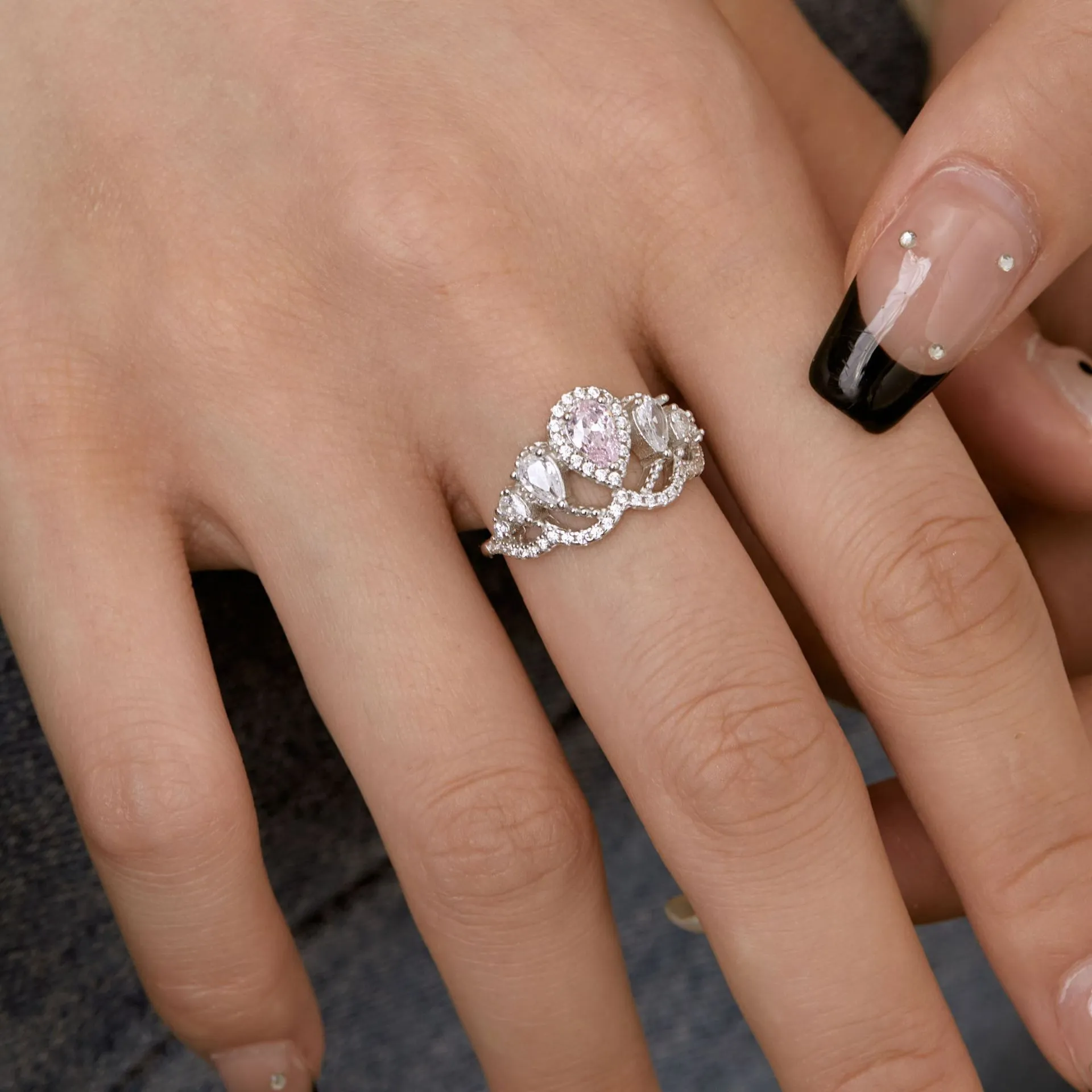 Sparkle Crown Waterdrop Zirconia Ring 70200074 - image2