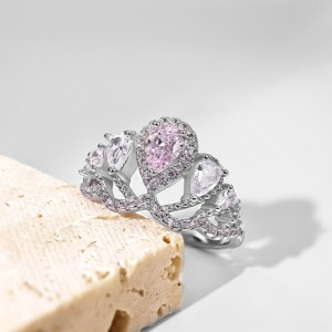 Sparkle Crown Waterdrop Zirconia Ring 70200074