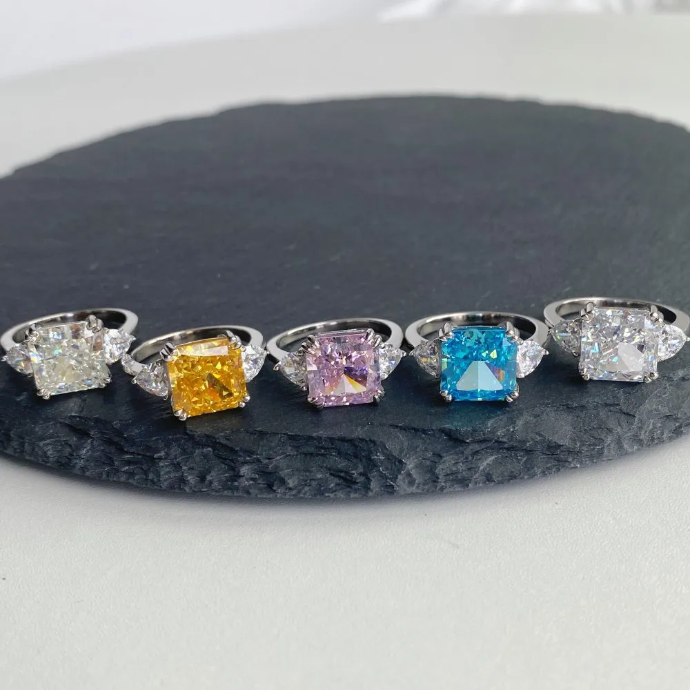 8A Ice Flower Cut Square Zirconia Ring 70200075 - image4
