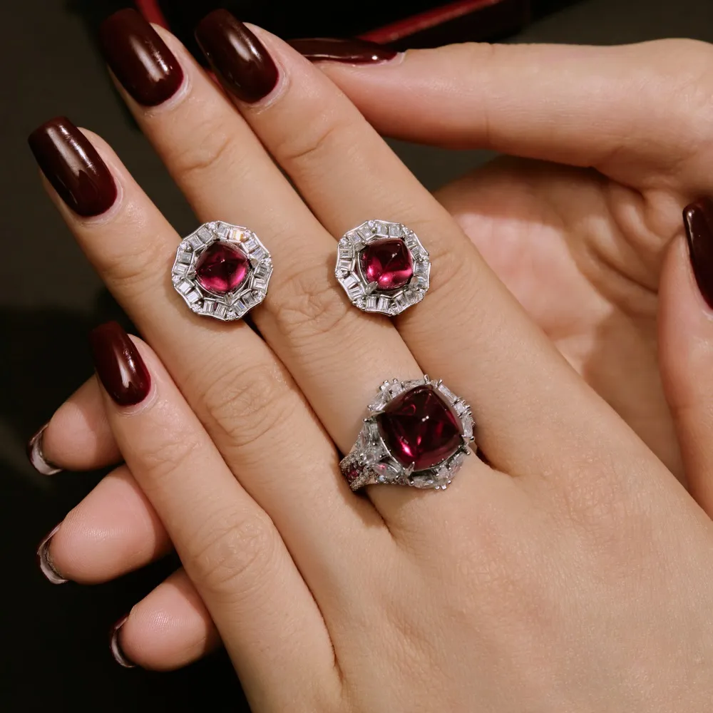 Vintage Red Pyramid Zirconia Ring 70200079 - image1