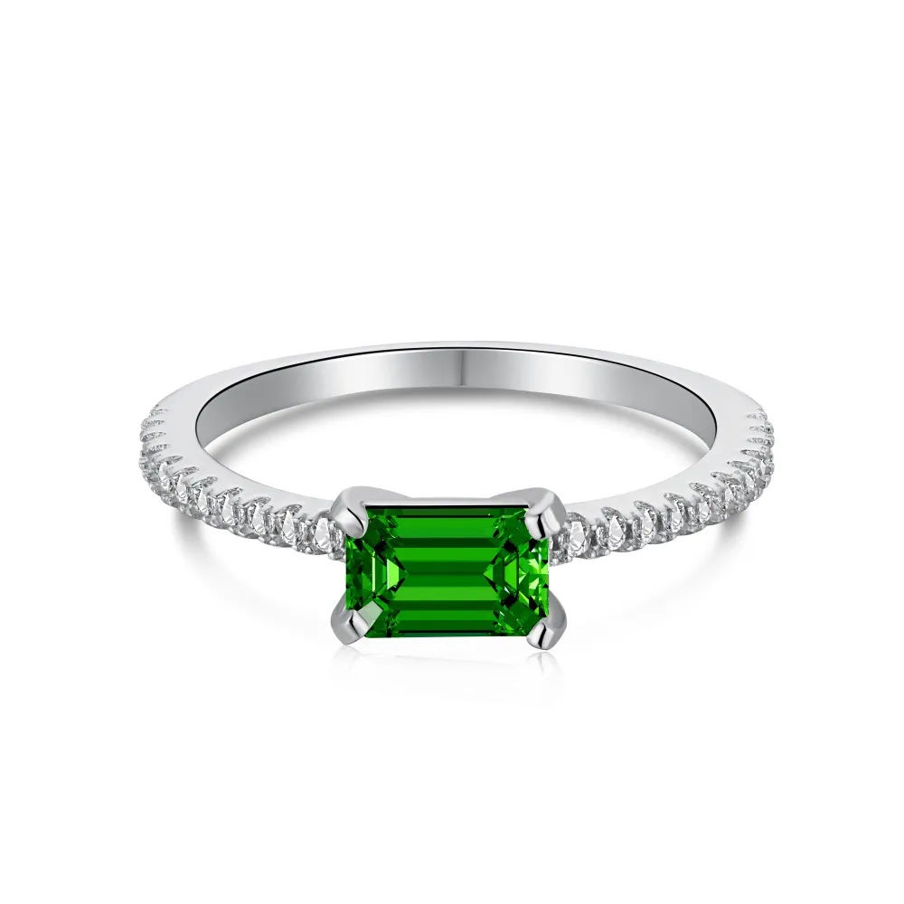 Unique Emerald Zirconia Solitaire Ring 70200085