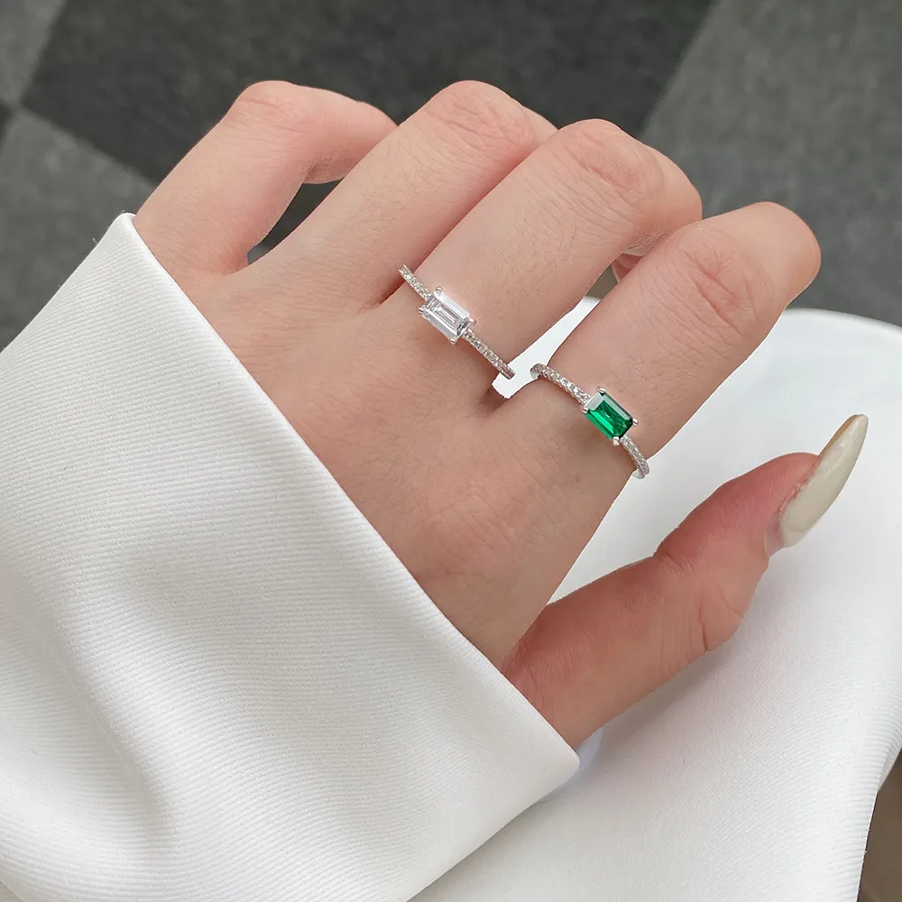 Unique Emerald Zirconia Solitaire Ring 70200085 - image1
