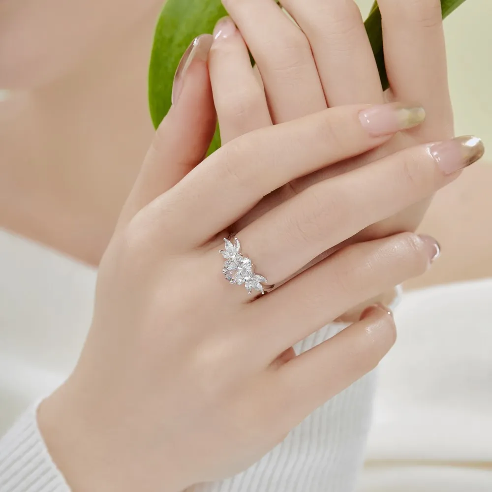8A Crushed Ice Cut Hexagon Zirconia Solitaire Ring 70200087 - image2